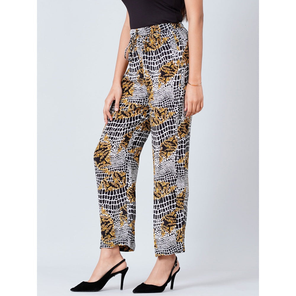 First Resort by Ramola Bachchan Grey Baroque Animal Print Palazzos