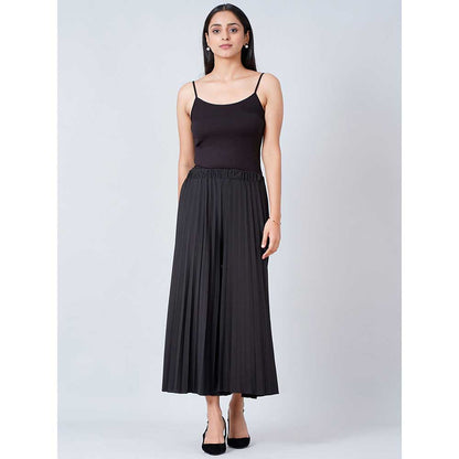 First Resort by Ramola Bachchan Black Wide Leg Pleated Palazzo
