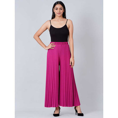 First Resort by Ramola Bachchan Magenta Wide Leg Pink Pleated Palazzo