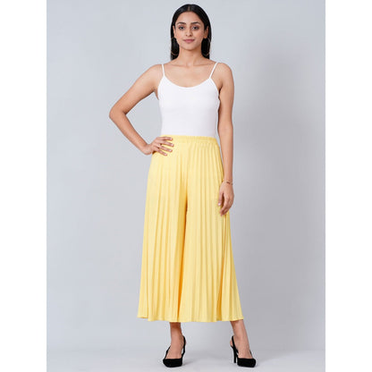 First Resort by Ramola Bachchan Yellow Wide Leg Pleated Palazzo