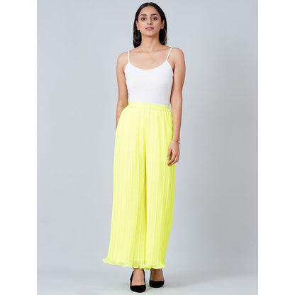 First Resort by Ramola Bachchan Neon Yellow Pleated Palazzo