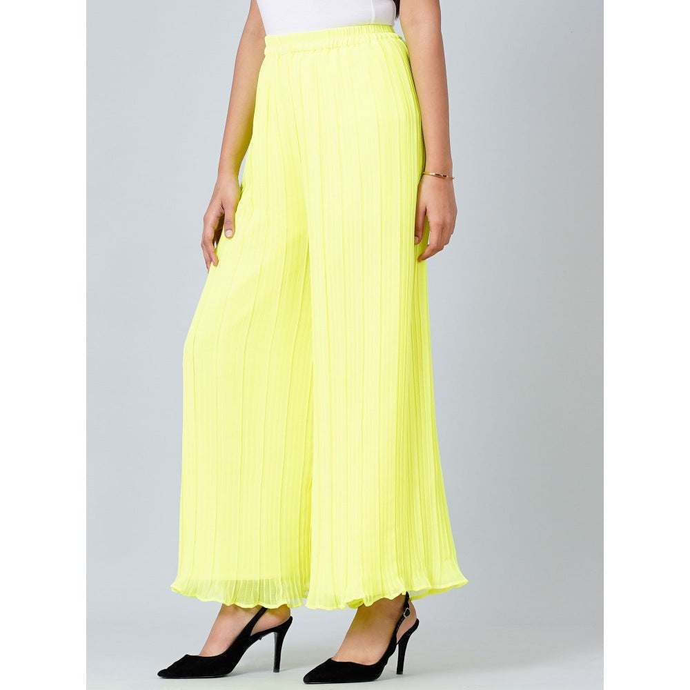 First Resort by Ramola Bachchan Neon Yellow Pleated Palazzo