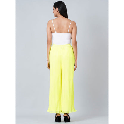 First Resort by Ramola Bachchan Neon Yellow Pleated Palazzo