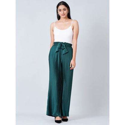 First Resort by Ramola Bachchan Bottle Teal Pleated Palazzo