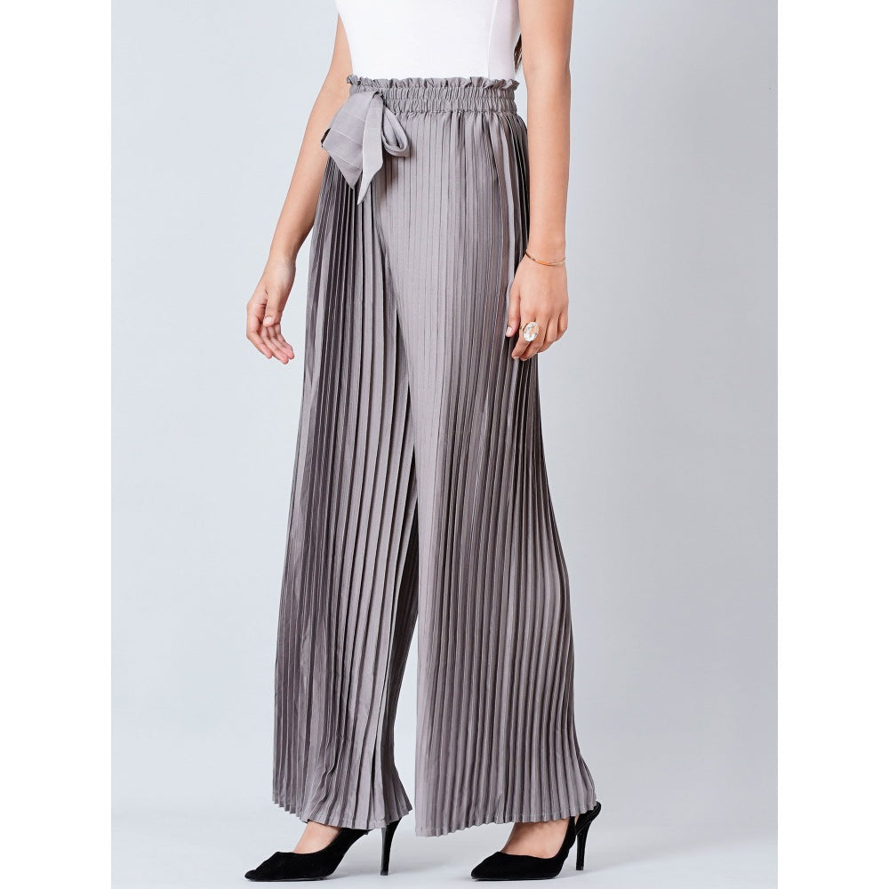 First Resort by Ramola Bachchan Charcoal Grey Pleated Palazzo