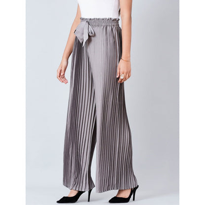 First Resort by Ramola Bachchan Charcoal Grey Pleated Palazzo