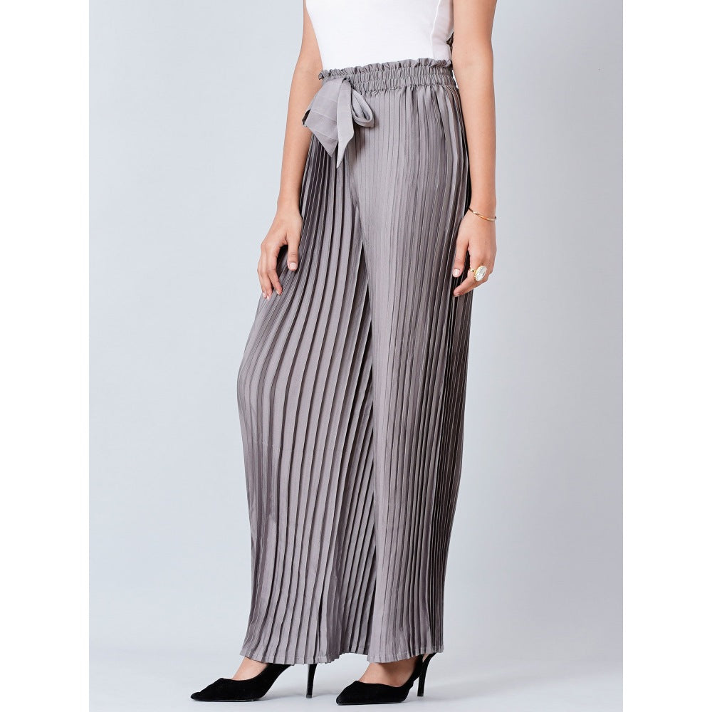 First Resort by Ramola Bachchan Charcoal Grey Pleated Palazzo