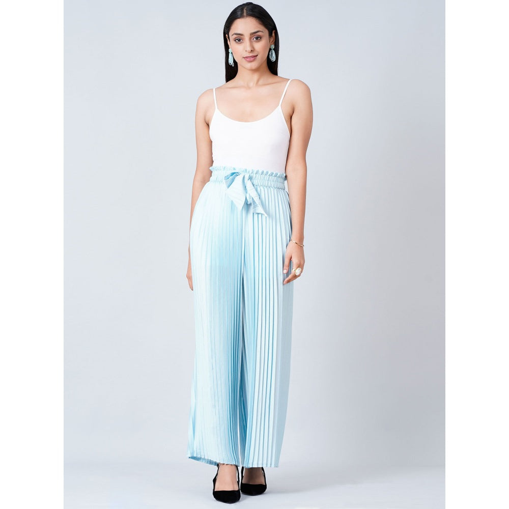 First Resort by Ramola Bachchan Light Blue Pleated Palazzo