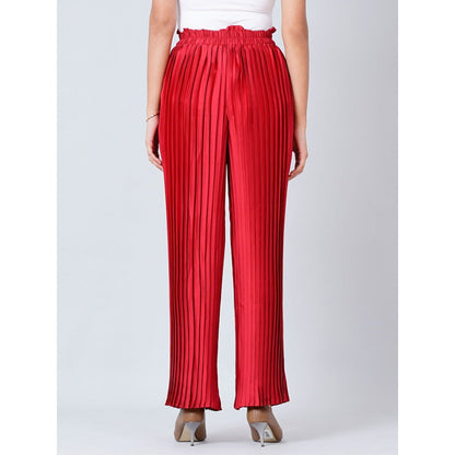 First Resort by Ramola Bachchan Red Pleated Palazzo