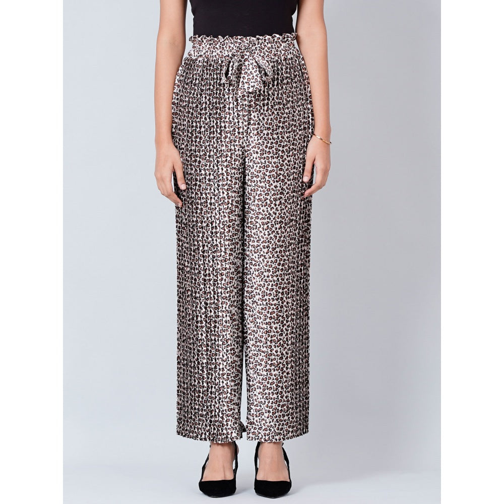 First Resort by Ramola Bachchan Brown Leopard Print Pleated Palazzo