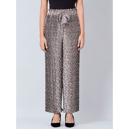 First Resort by Ramola Bachchan Brown Leopard Print Pleated Palazzo