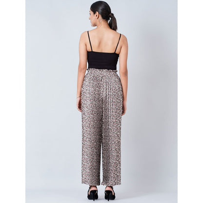 First Resort by Ramola Bachchan Brown Leopard Print Pleated Palazzo