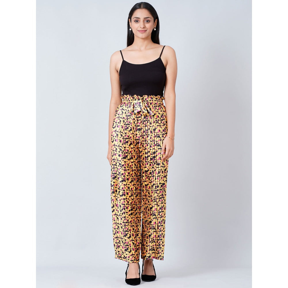 First Resort by Ramola Bachchan Brown Animal Print Knife Pleated Palazzo
