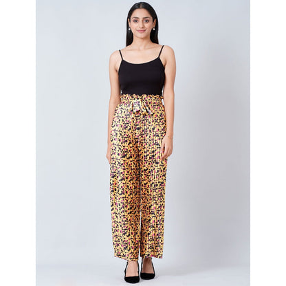 First Resort by Ramola Bachchan Brown Animal Print Knife Pleated Palazzo