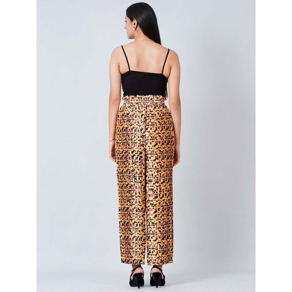 First Resort by Ramola Bachchan Brown Animal Print Knife Pleated Palazzo
