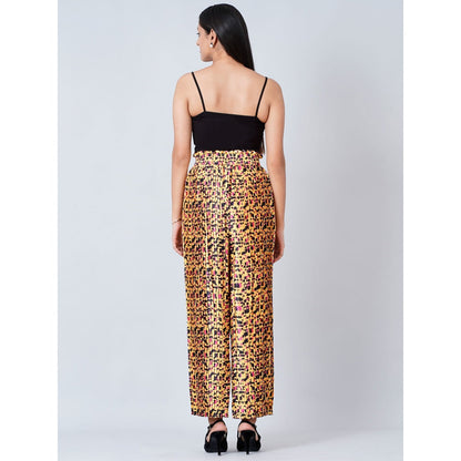 First Resort by Ramola Bachchan Brown Animal Print Knife Pleated Palazzo