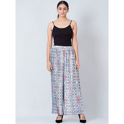 First Resort by Ramola Bachchan Grey Geometric Pleated Palazzo