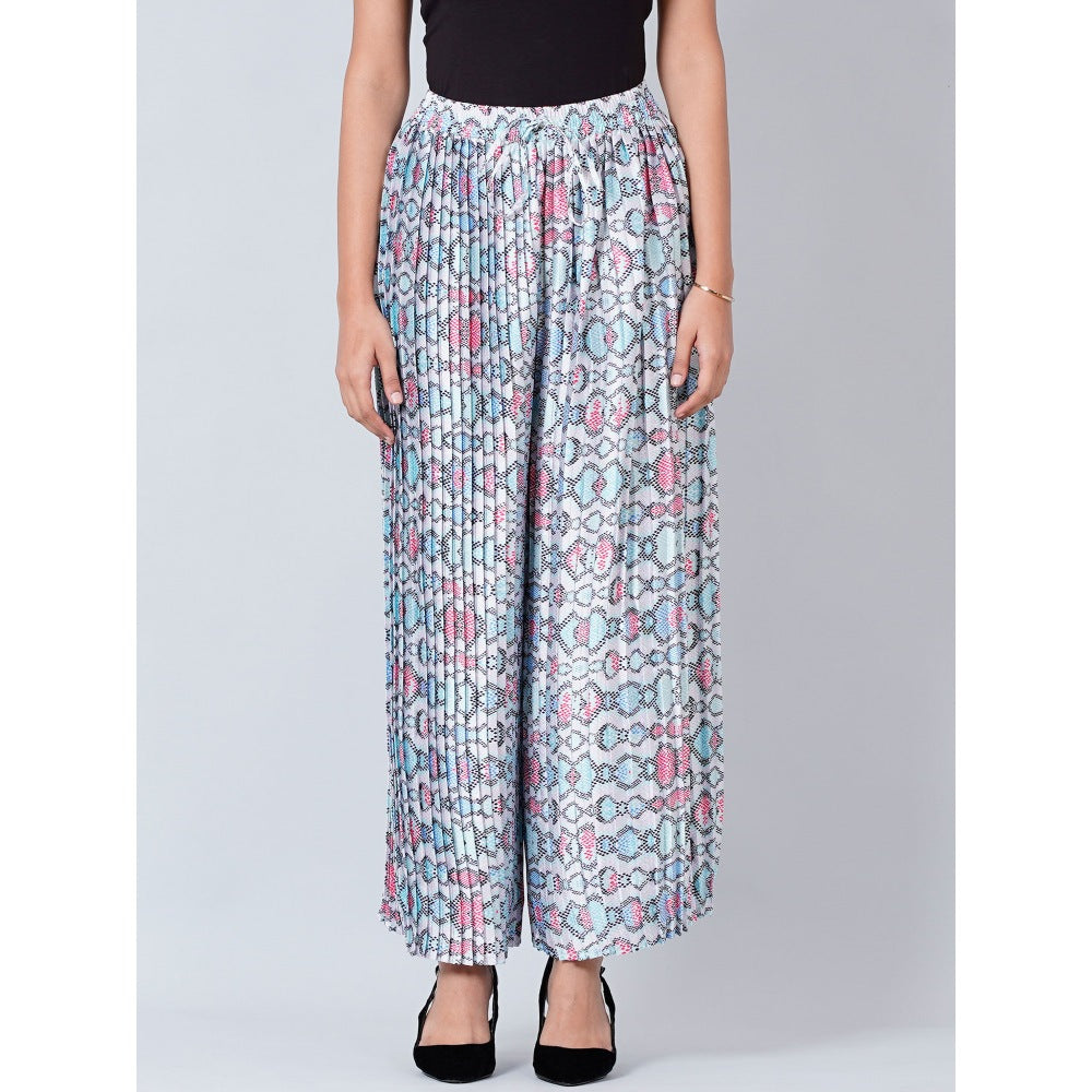 First Resort by Ramola Bachchan Grey Geometric Pleated Palazzo