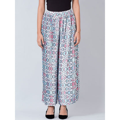 First Resort by Ramola Bachchan Grey Geometric Pleated Palazzo