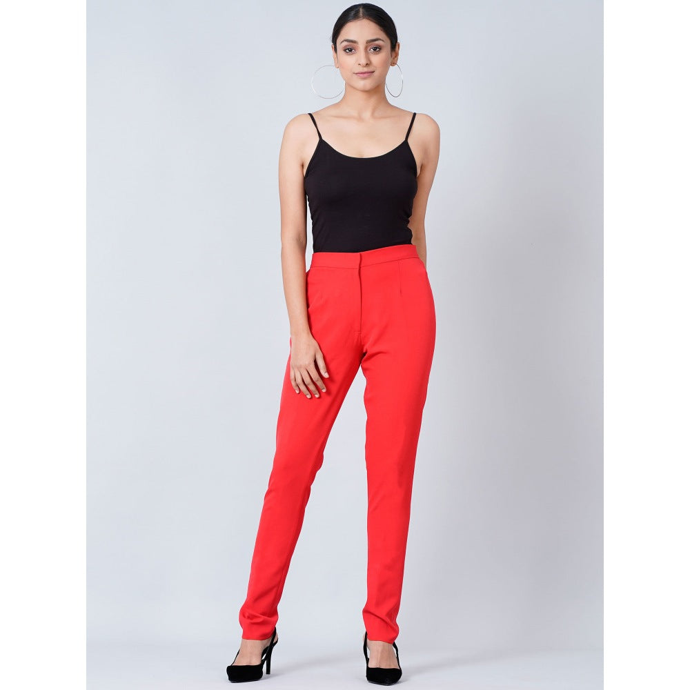 First Resort by Ramola Bachchan Red Slim Fit Pants