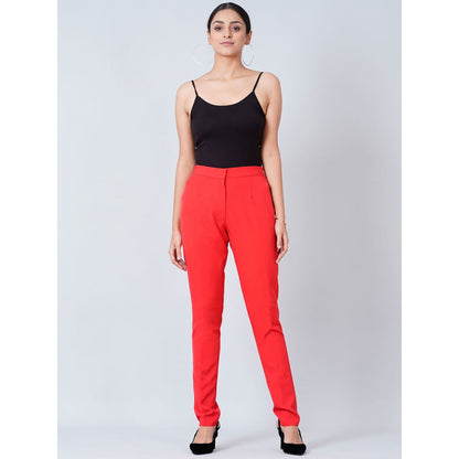First Resort by Ramola Bachchan Red Slim Fit Pants