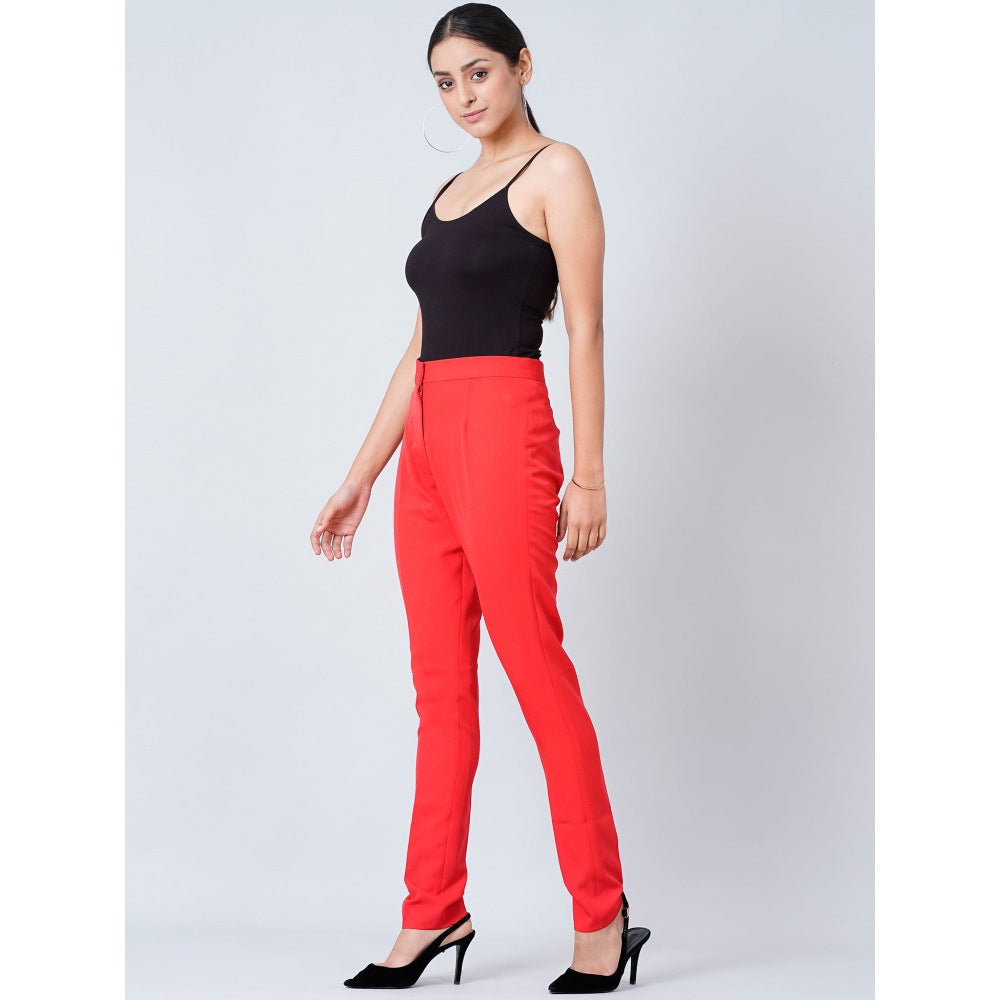 First Resort by Ramola Bachchan Red Slim Fit Pants