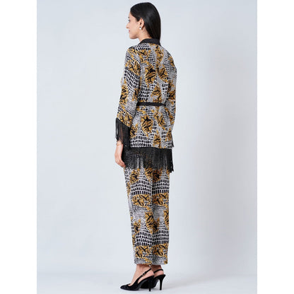 First Resort by Ramola Bachchan Grey Baroque Animal Print Shirt and Palazzo (Set of 2)