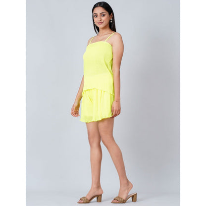 First Resort by Ramola Bachchan Neon Green Camisole and Pleated Shorts (Set of 2)