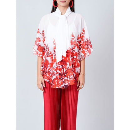First Resort by Ramola Bachchan Pink Floral Top and Pleated Palazzo (Set of 2)