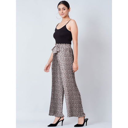 First Resort by Ramola Bachchan Brown Leopard Print Pleated Palazzo and Stole (Set of 2)