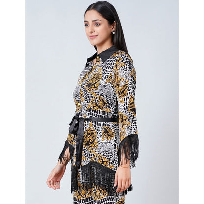 First Resort by Ramola Bachchan Multi-Color Baroque Animal Print Shirt
