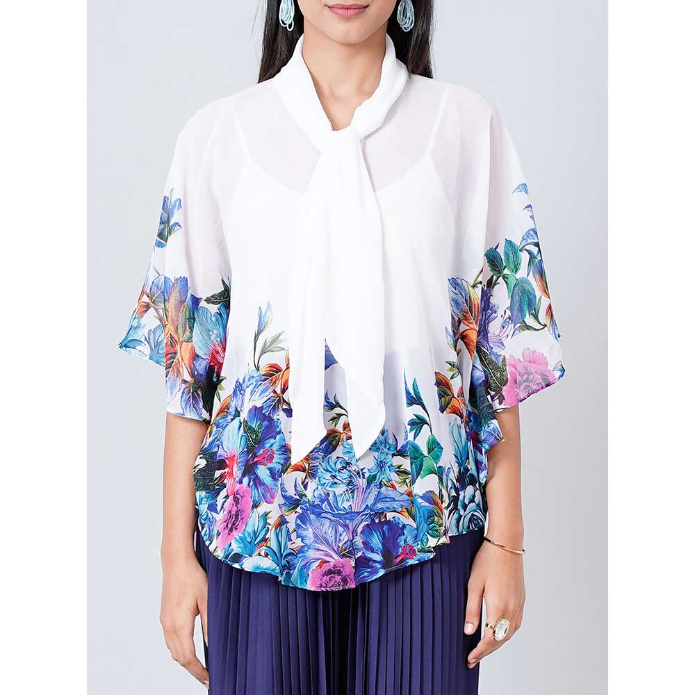First Resort by Ramola Bachchan White Floral Top
