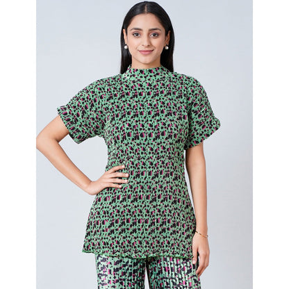 First Resort by Ramola Bachchan Green Animal Print Top