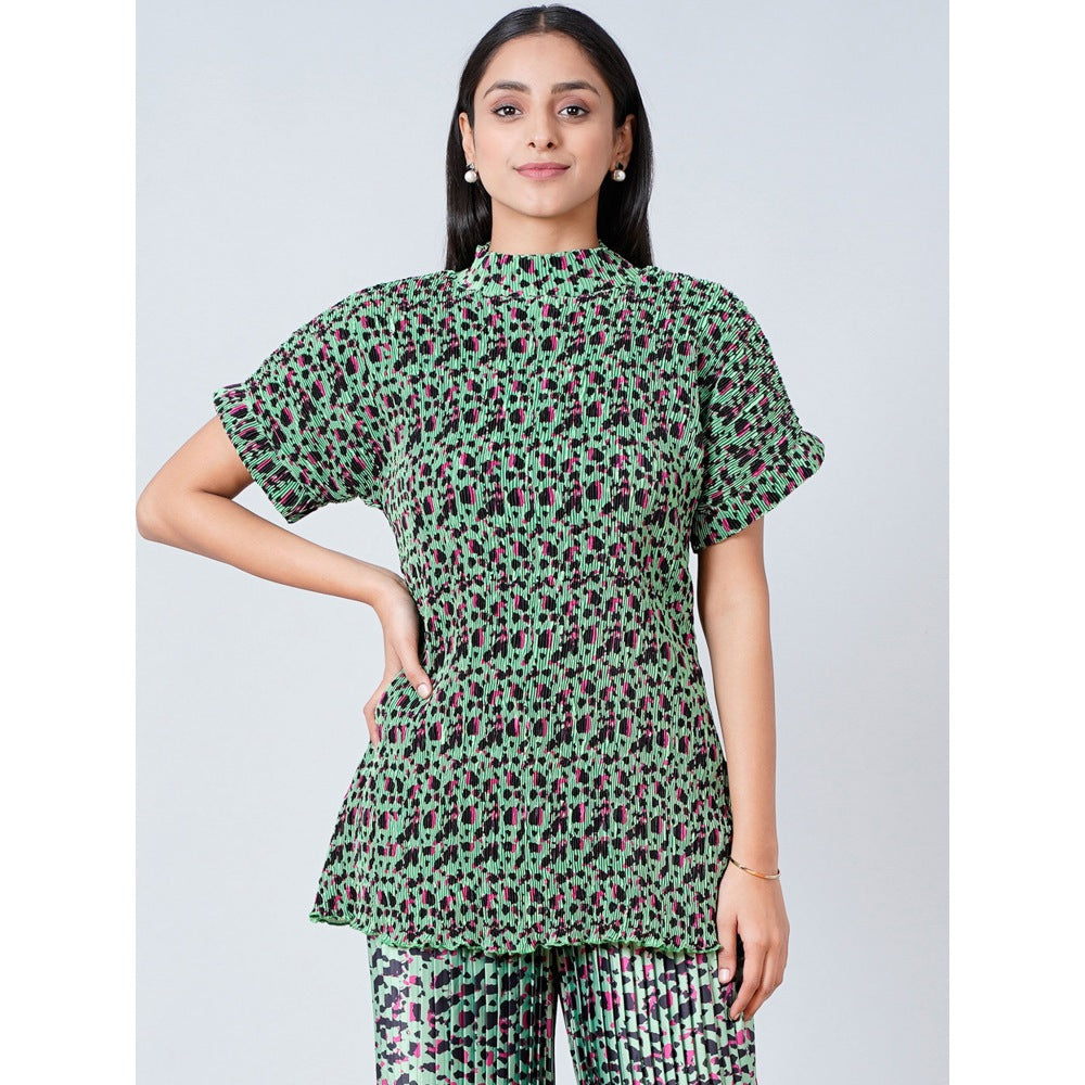 First Resort by Ramola Bachchan Green Animal Print Top