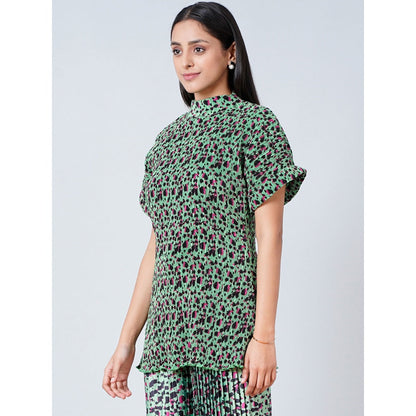 First Resort by Ramola Bachchan Green Animal Print Top