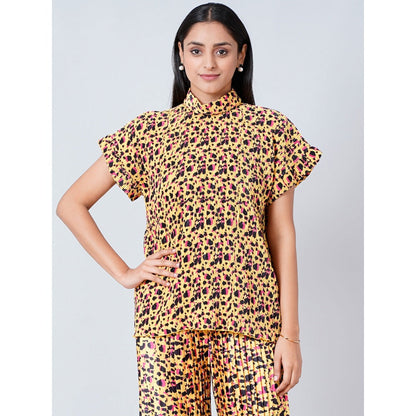 First Resort by Ramola Bachchan Brown Animal Print Top