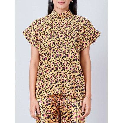 First Resort by Ramola Bachchan Brown Animal Print Top