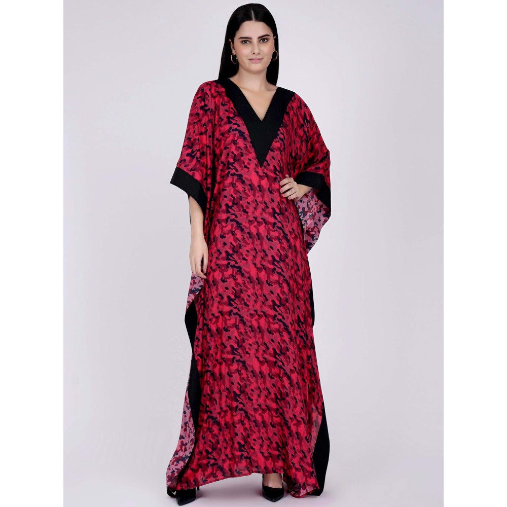 First Resort by Ramola Bachchan Red Camouflage Full Length Kaftan