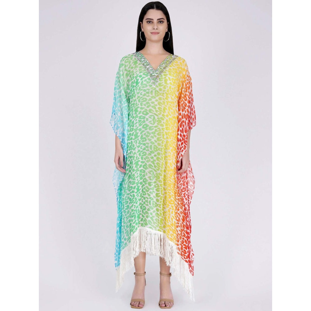 First Resort by Ramola Bachchan Multicoloured Animal Print Mid Length Kaftan