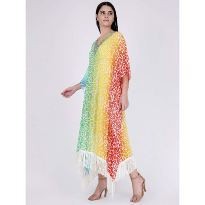 First Resort by Ramola Bachchan Multicoloured Animal Print Mid Length Kaftan