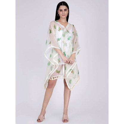 First Resort by Ramola Bachchan Neon Green Butterfly Mid Length Kaftan (Set of 2)