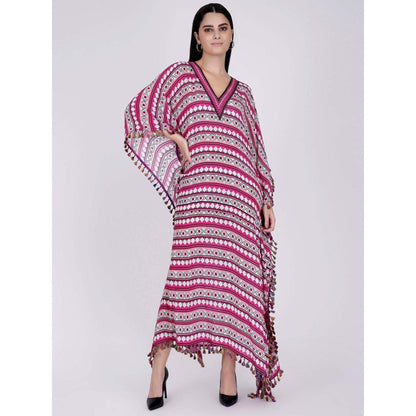 First Resort by Ramola Bachchan Pink Aztec Mid Length Kaftan