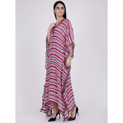 First Resort by Ramola Bachchan Pink Aztec Mid Length Kaftan