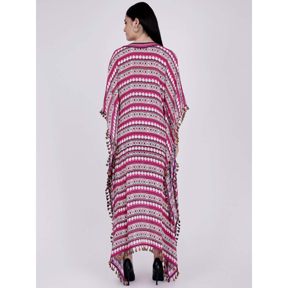 First Resort by Ramola Bachchan Pink Aztec Mid Length Kaftan