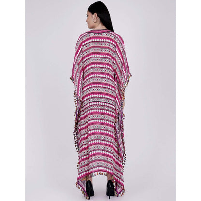 First Resort by Ramola Bachchan Pink Aztec Mid Length Kaftan