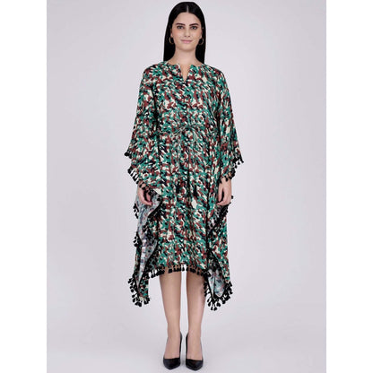 First Resort by Ramola Bachchan Green Camouflage Mid Length Kaftan