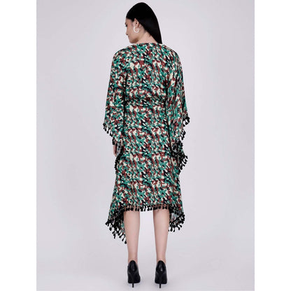 First Resort by Ramola Bachchan Green Camouflage Mid Length Kaftan