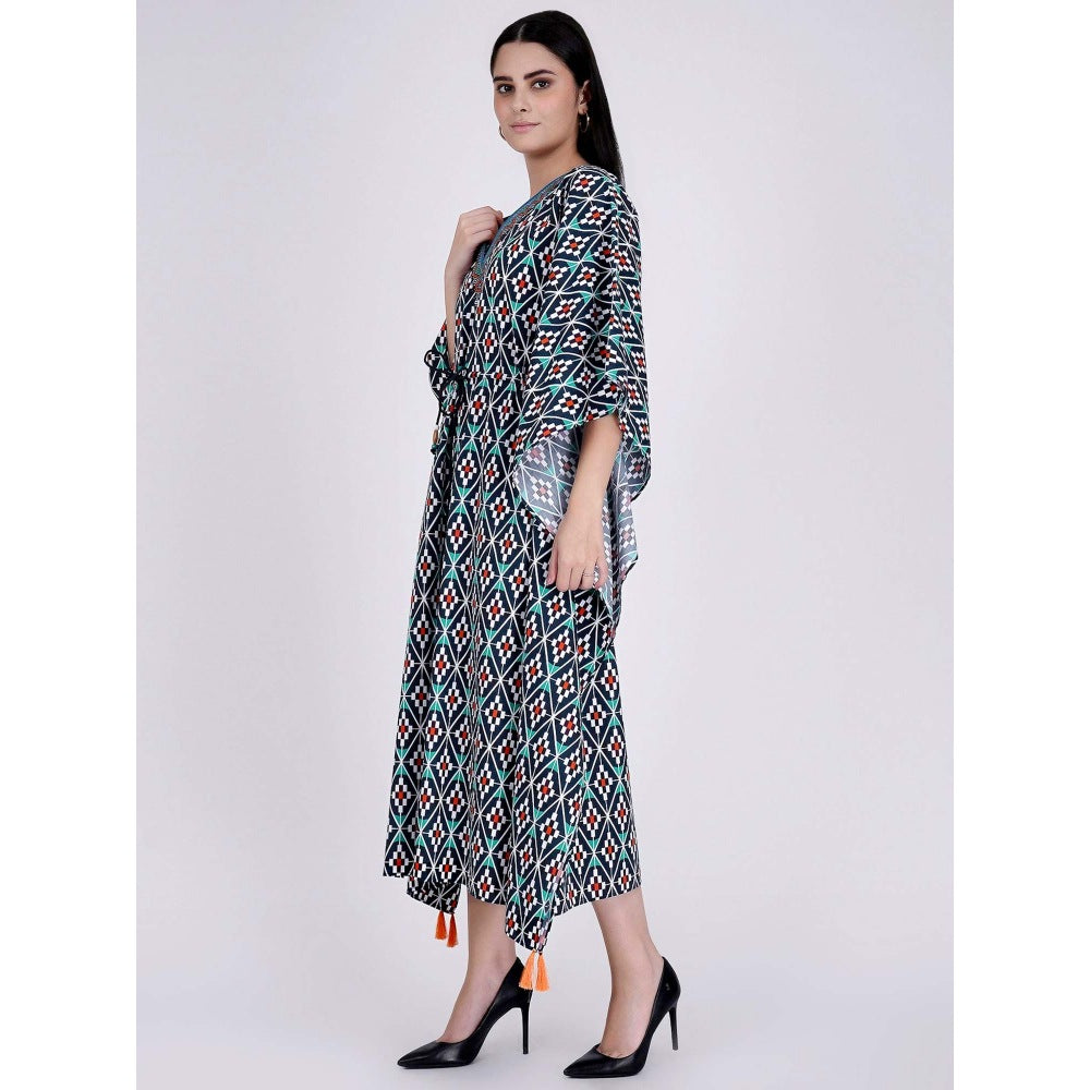 First Resort by Ramola Bachchan Charcoal Moroccan Print Mid Length Kaftan