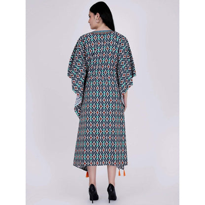 First Resort by Ramola Bachchan Charcoal Moroccan Print Mid Length Kaftan