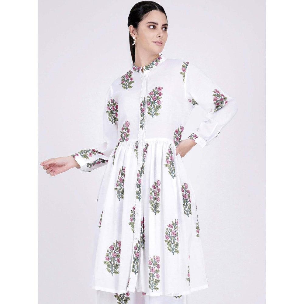 First Resort by Ramola Bachchan White Floral Kurta